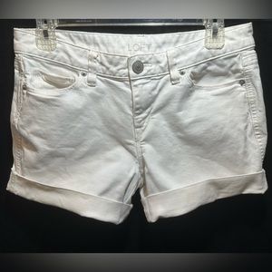 Ann Taylor Loft Shorts White Denim Cutoff Raw Hem 3" Inseam Sz 26/2